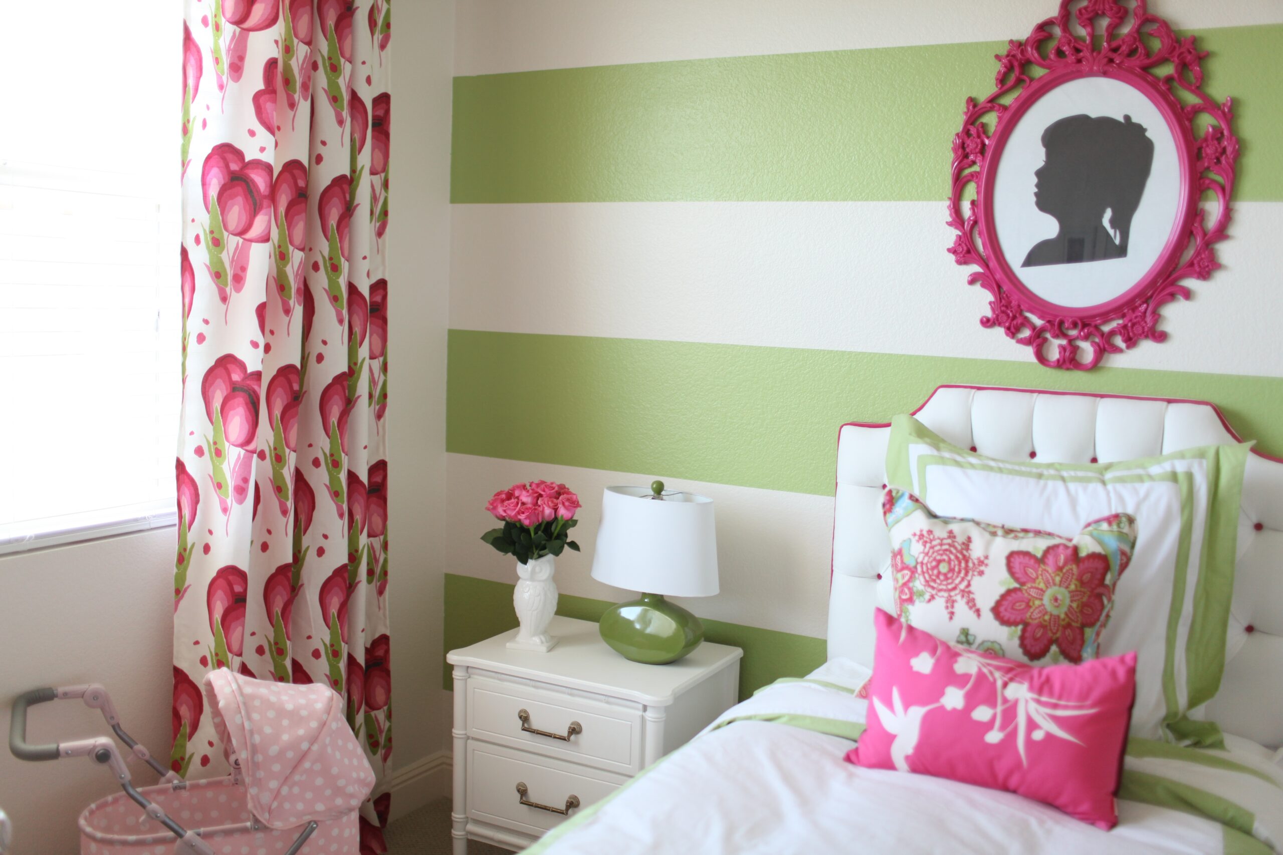 Preppy, Modern Pink \u0026 Green Girl's Room - Project Nursery, image size:2560x1707