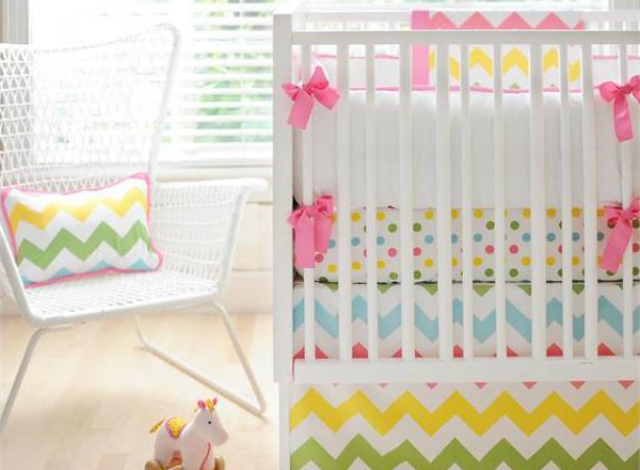 Rainbow Chevron Crib Bedding