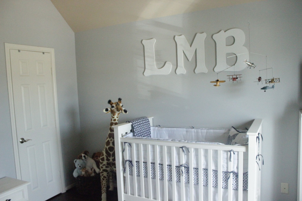 Gray Boy's Nursery with Airplane Mobile - Project Nursery