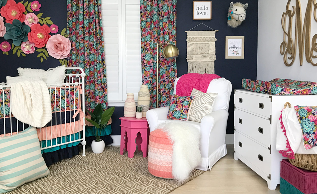 Dark Floral Girl's Nursery