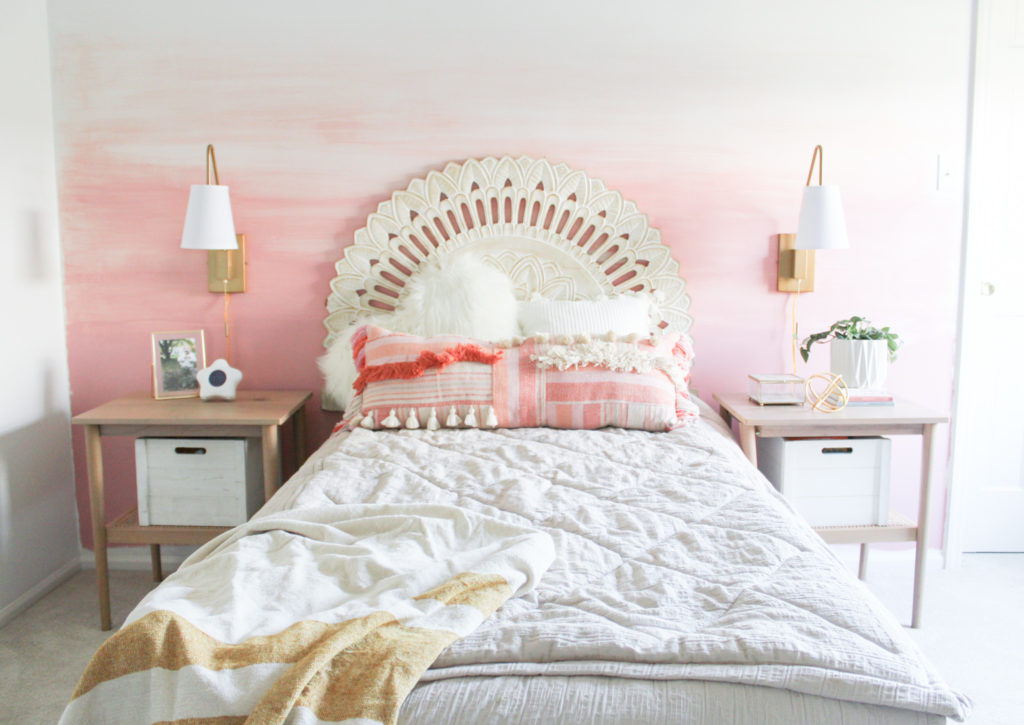DIY Abstract Ombre Mural in Girl's Room
